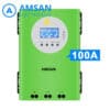 MPPT AMSAN 100A 12V 24V 36V 48V Solar Charge Controller SCC Hijau