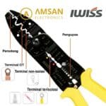 IWISS Tang Crimping MC4 Terminal OT 10A Multi-fungsi penguas pemotong - Gambar 3