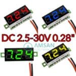 Volt Meter DC 2.5-30V 0.28 Inch Voltmeter Micro Tanpa Frame Casing - Gambar 2