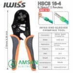 Iwiss HSC8 16-4 Tang Crimping Ferrule skun Ferruless 6-16mm konektor