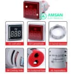 Lampu Pilot Voltmeter Kotak Bulat AC 20-500V 100A Ammeter Hz Suhu Frekuensi Termometer - Gambar 5