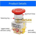 Emergency STOP Switch LAY37 LAY7 PCB Y090-11ZS Latching 1NO 1NC 22mm - Gambar 4