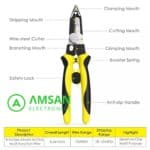 Tang Tukang Listrik Multifungsi 7in1 Pemotong Pengupas Kabel Crimping - Gambar 3