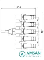 MC4 Cabang Pararel 5T 5in1 Sambungan Kabel PV1-F Panel Surya 5 in to 1 - Gambar 3