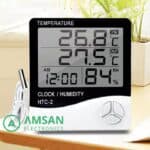 HTC-2 Termometer Ruangan Hygrometer Jam Alarm Thermometer HTC2 - Gambar 2