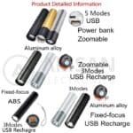 Senter Mini XML-T6 COB Power Bank USB Fast Charging 18650 Flashlight - Gambar 3