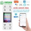 AT2PW 220V AC 100A WiFi Din Rail kWh Meter RS485 Volt Ampere Watt
